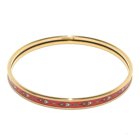 Auth HERMES Email - Gold Red Multi Hardware F***** Bangle - Picture 1 of 5